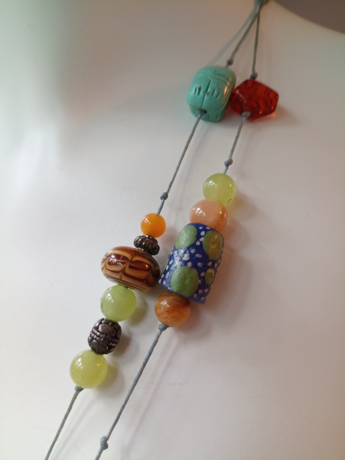 VNTG Artisan African Necklace with Various Beads&Gemstones. Read All Description
