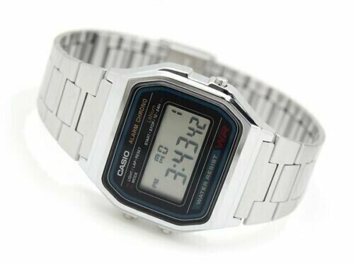 CASIO Men’s Watch A-158W Digital Silver Alarm Micro Light – NEW – Warranty –