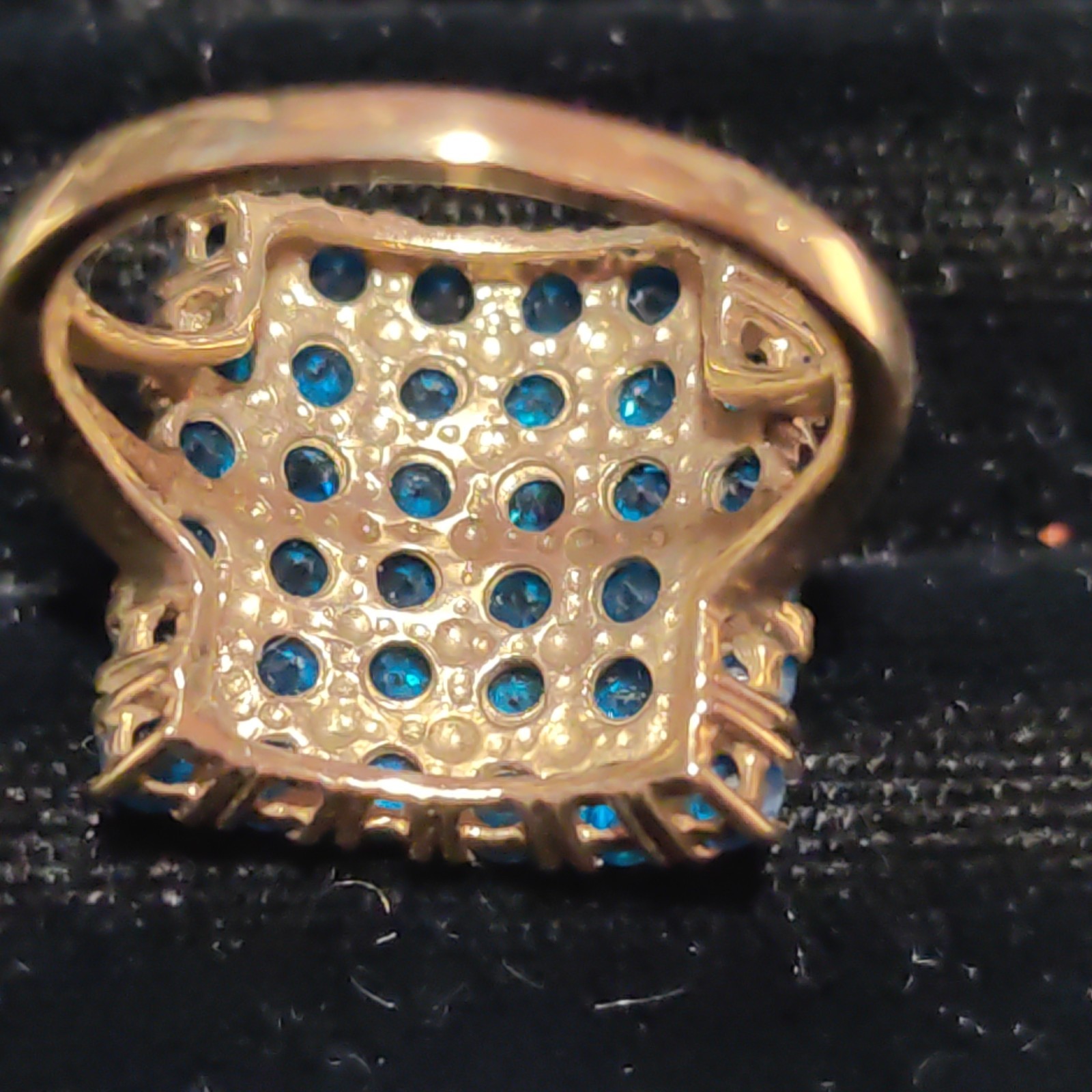 9ct 9K 375 Gold Blue Stone Dress Ring Size 0. 17.5 7 4.64g R&C Birmingham