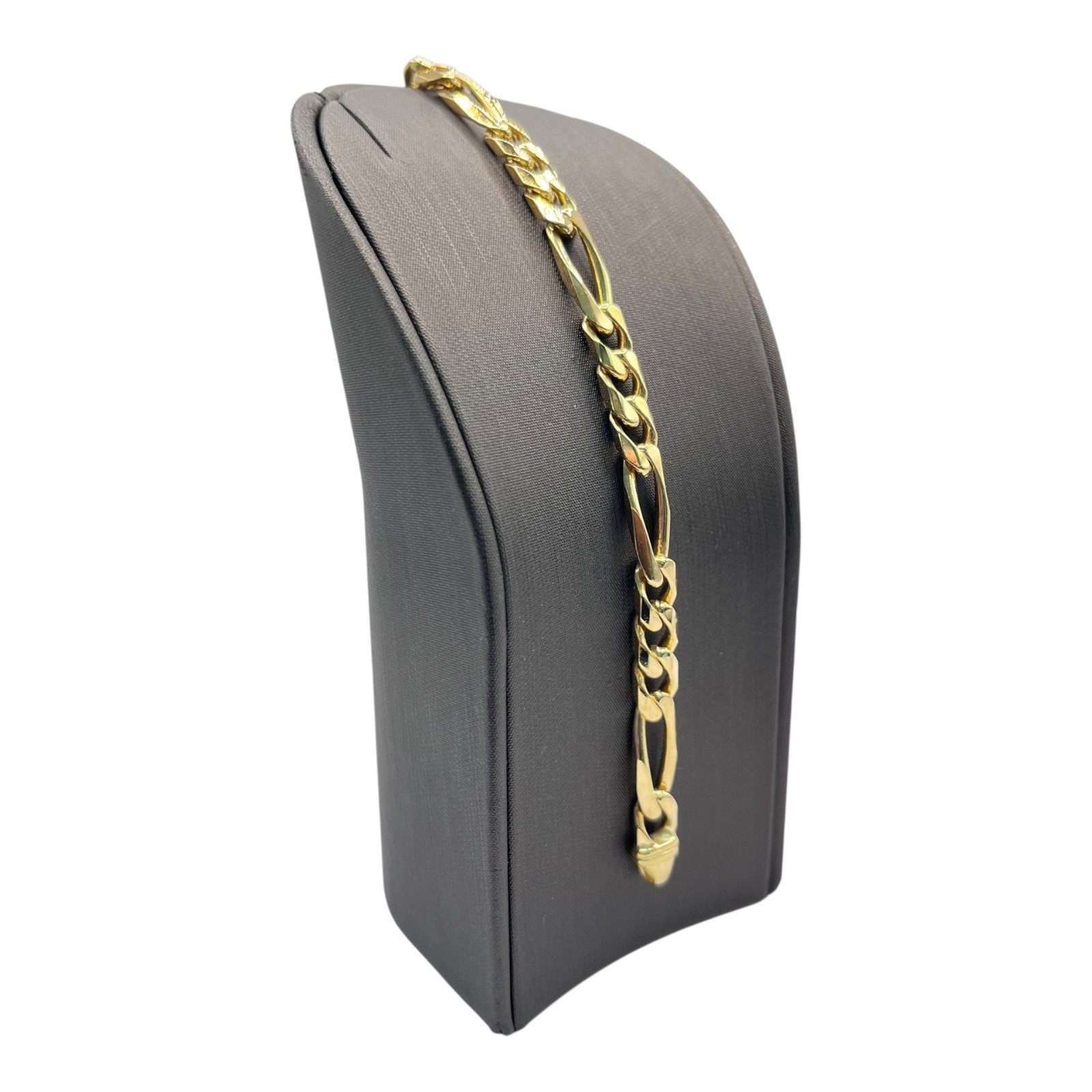 18ct 18K Yellow Gold Italian (3×1) Figaro Link Bracelet 28.44 Grams 21.5cm. New