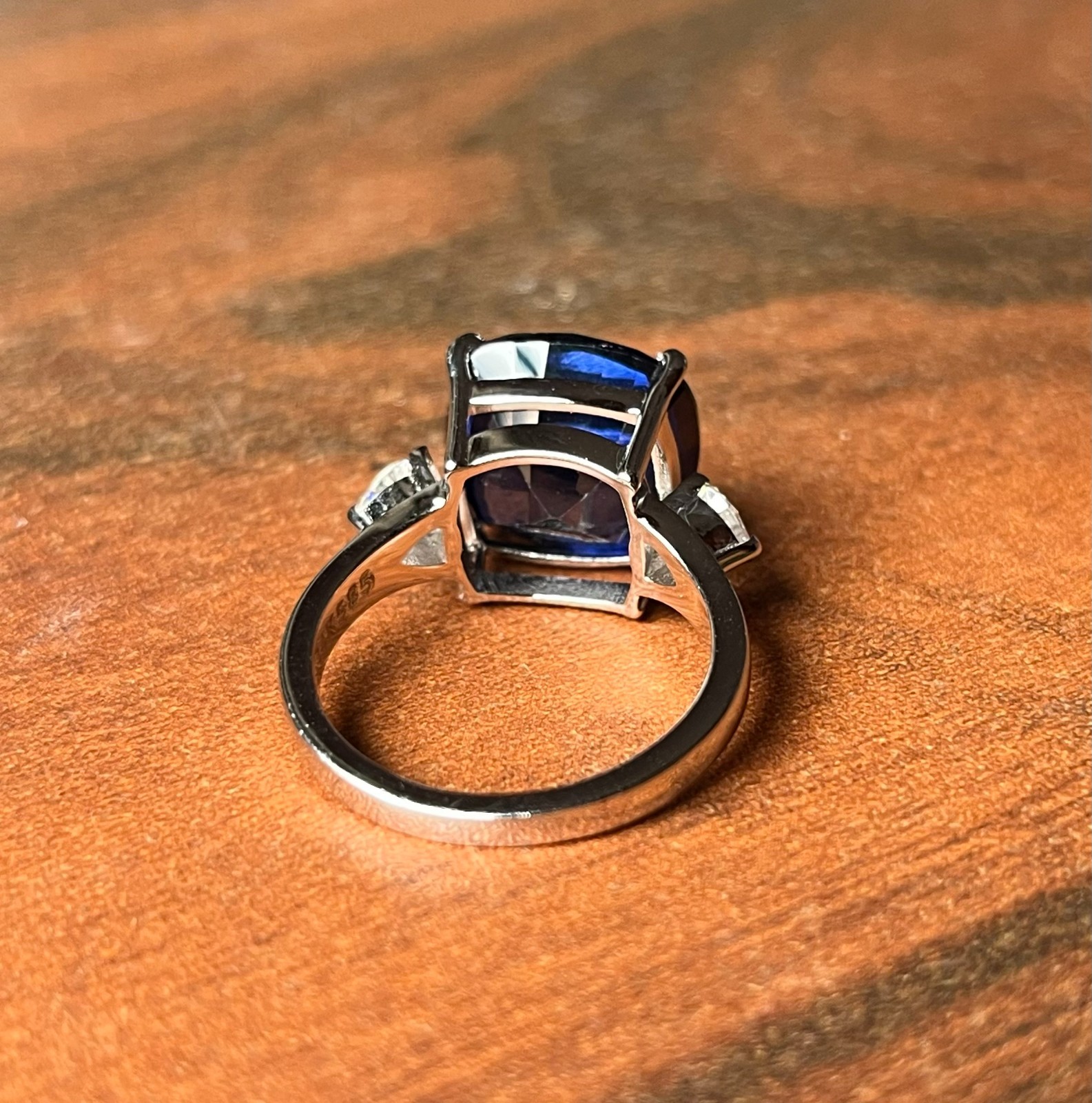 7.50 Ct Cushion Cut Natural Sapphire Diamond Wedding Bridal Ring 14K White Gold