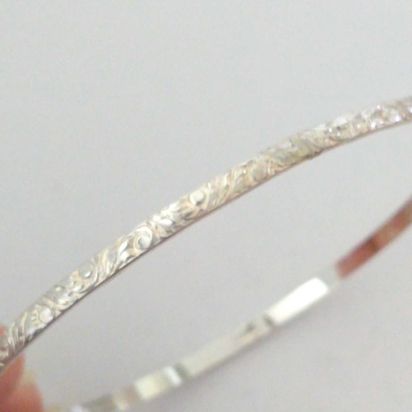 Vintage Sterling Silver 925 FANCY Bangle Bracelet Size 8.25″ 3.5mm