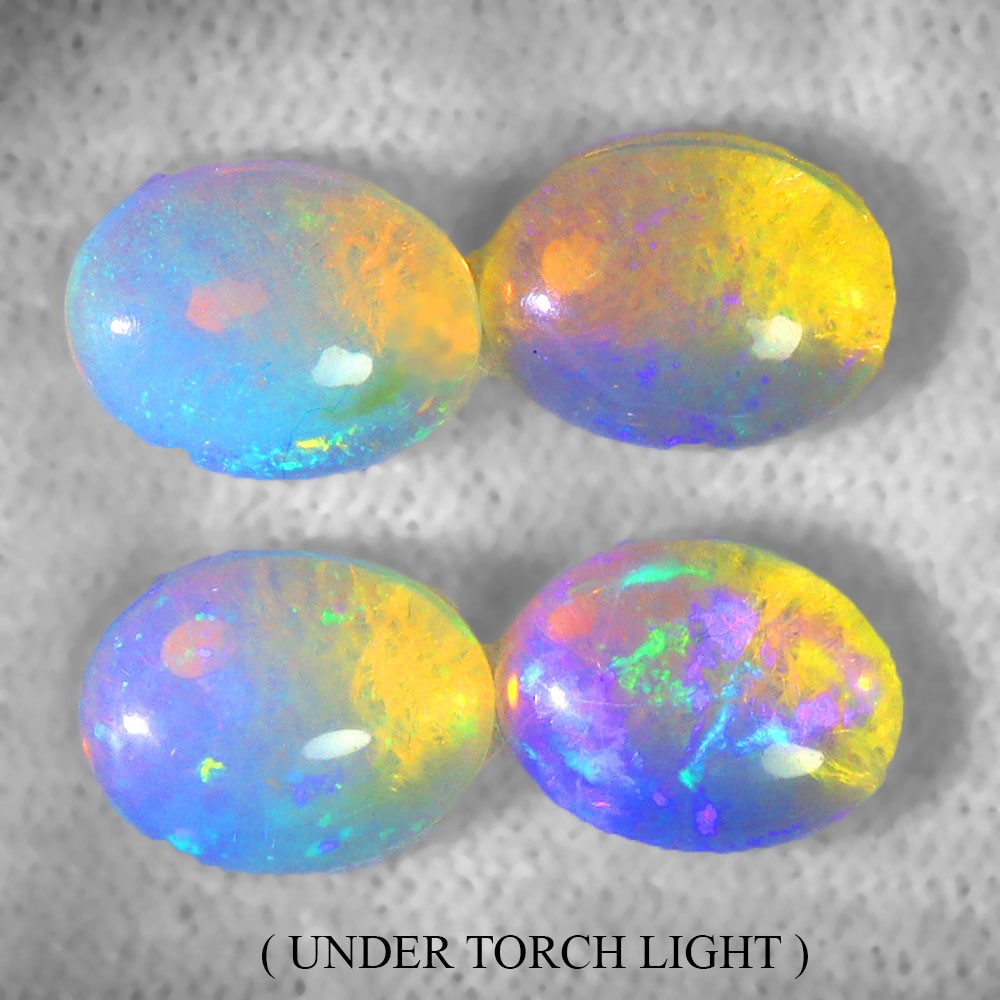 Oval AAA Floral Flash Play Of Color Crystal Fire Opal 4pcs 5.03ct 9x7mm Lot Gems