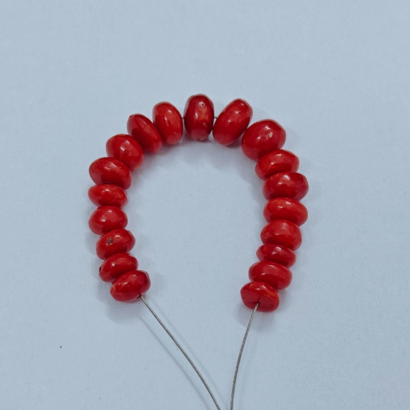 Natural Red Coral Rondelle Beads Loose Gemstone Italian Jewellery Supply 22 Cts