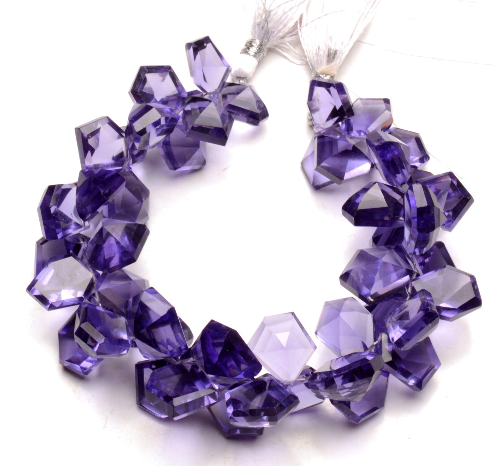 Iolite Color Quartz 11 to 13 mm Size Faceted Stone Side Drill Beads 7″ Strand