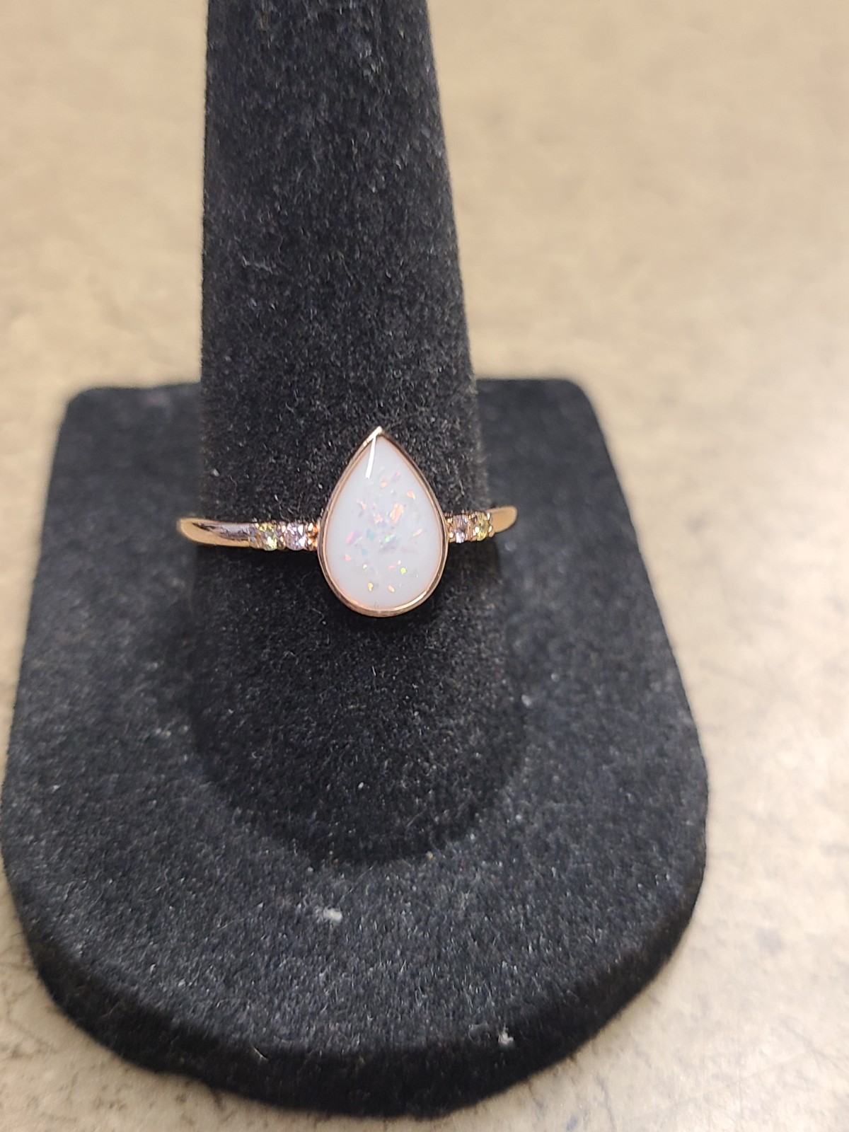 Rose Gold Plated Sterling Silver Opal Ring Size 7.75