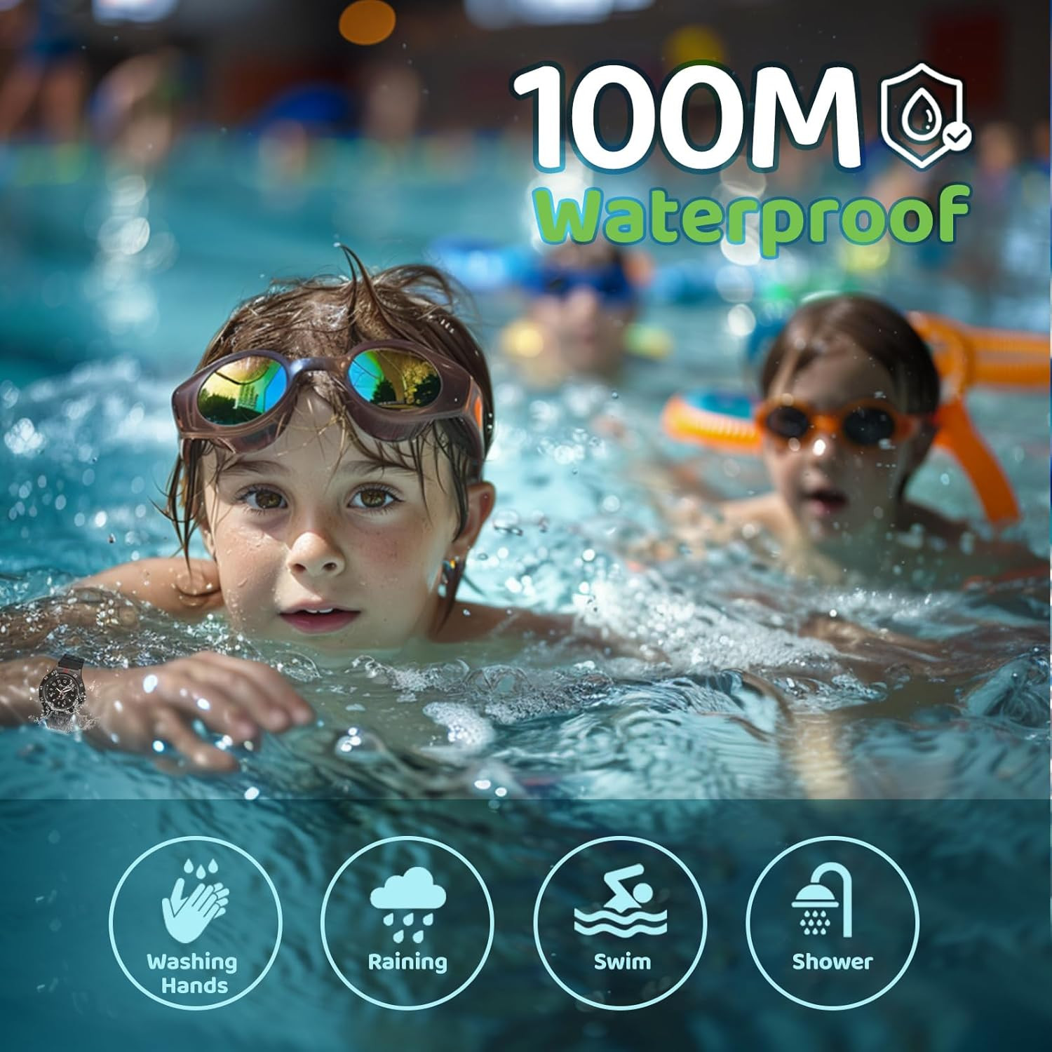Kids Waterproof Watch for Boys Girls 10ATM, Kids Analog Watch with Second Hand E