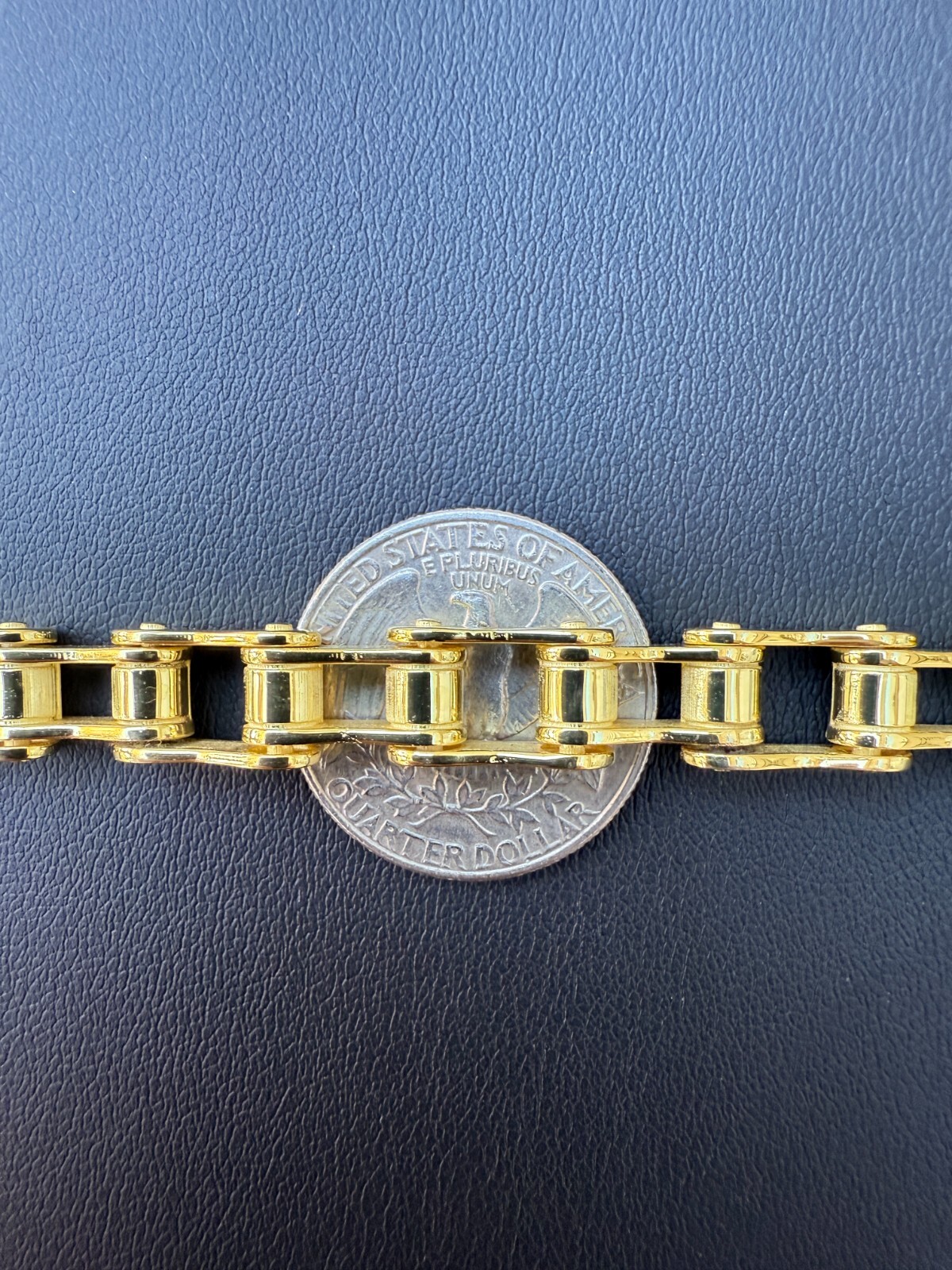 Bicycle Link Bracelet Real 14k Gold Vermeil 925 Silver Handmade 9mm Bike Chain