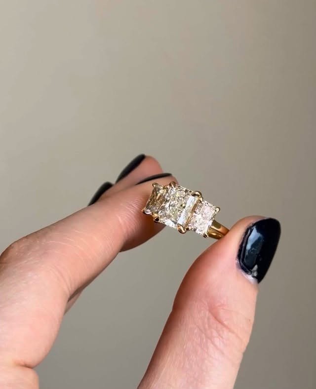 4.90 Ct Radiant Lab Grown Diamond Ring 14K Yellow Gold Elegant Engagement Ring