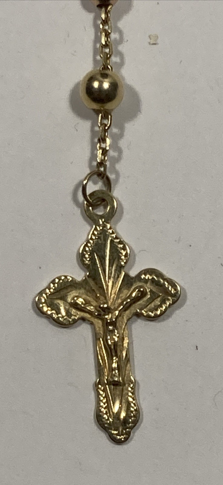 7.36grams Tri-Color Religious Bead 10K Gold 16″ Necklace. .099oz AGW.