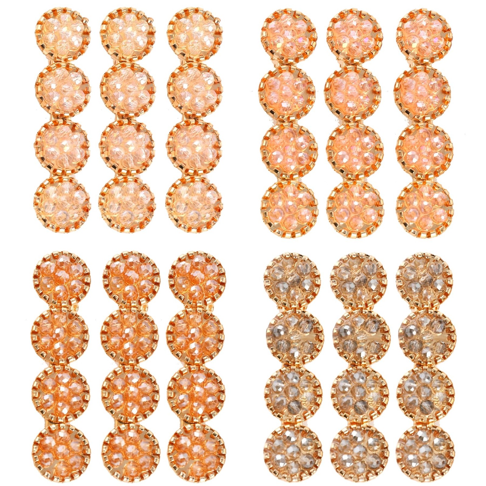 12PCS Rhinestone Hair Clips, 2.36 Inch Crystal Snap Hair Barrettes, Round Bli…