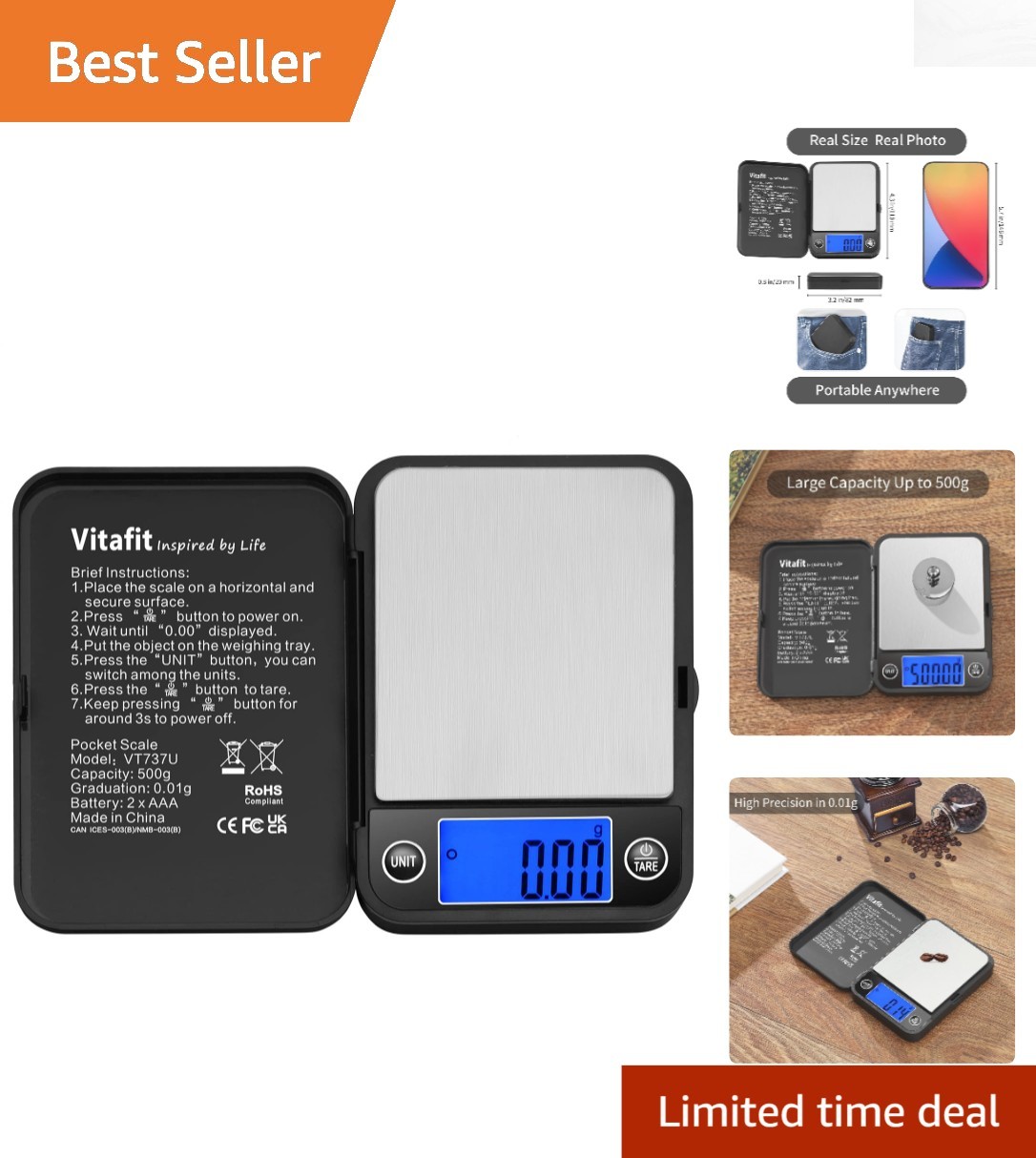 From Kitchen to Lab: 500g Precision Digital Pocket Scale with Easy Tare Function
