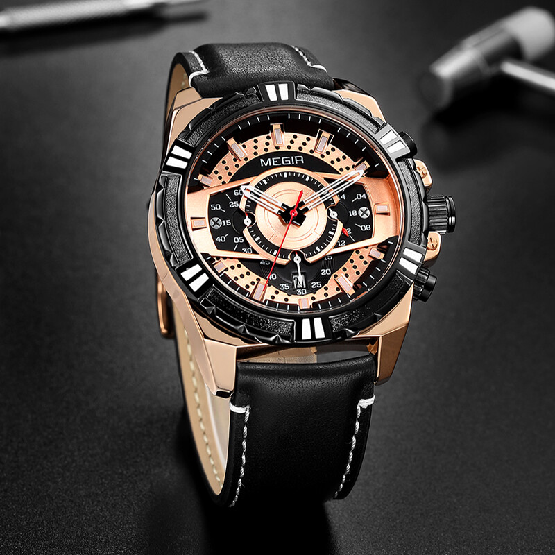 MEGIR Mens Watches Top Brand Luxury Quartz Watch Men Causal Waterproof Chronogra
