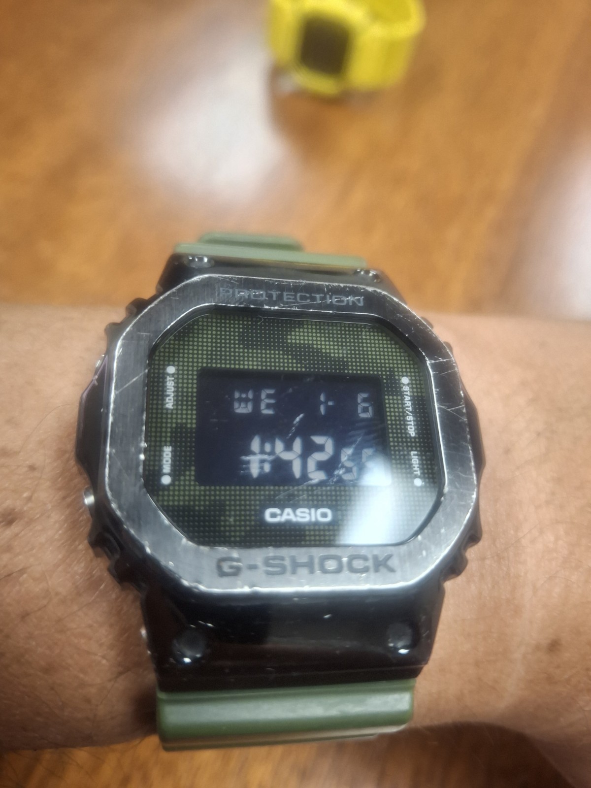 Casio G-shock GM-5600B Negative Display Metal Bezel Green Band Watch