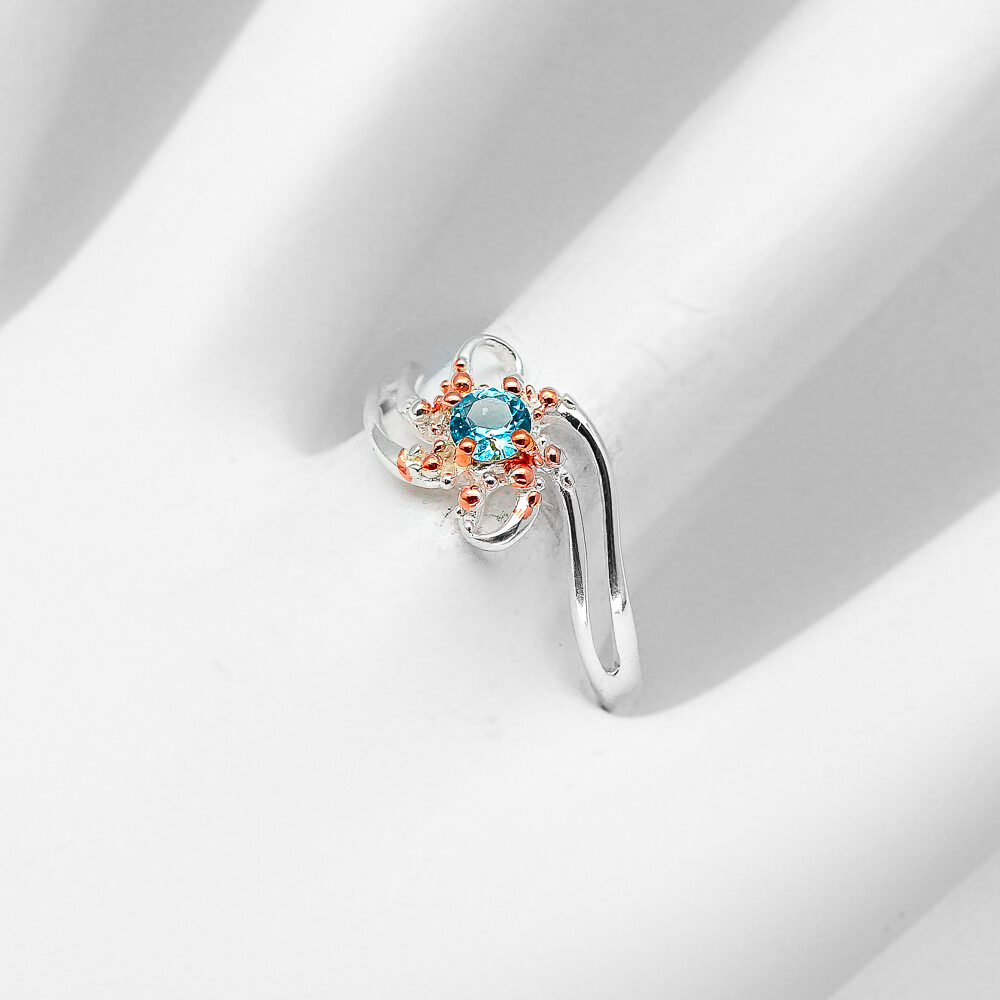 925 Sterling Silver Ring Natural Blue Topaz One of a kind Thai style /RVS262