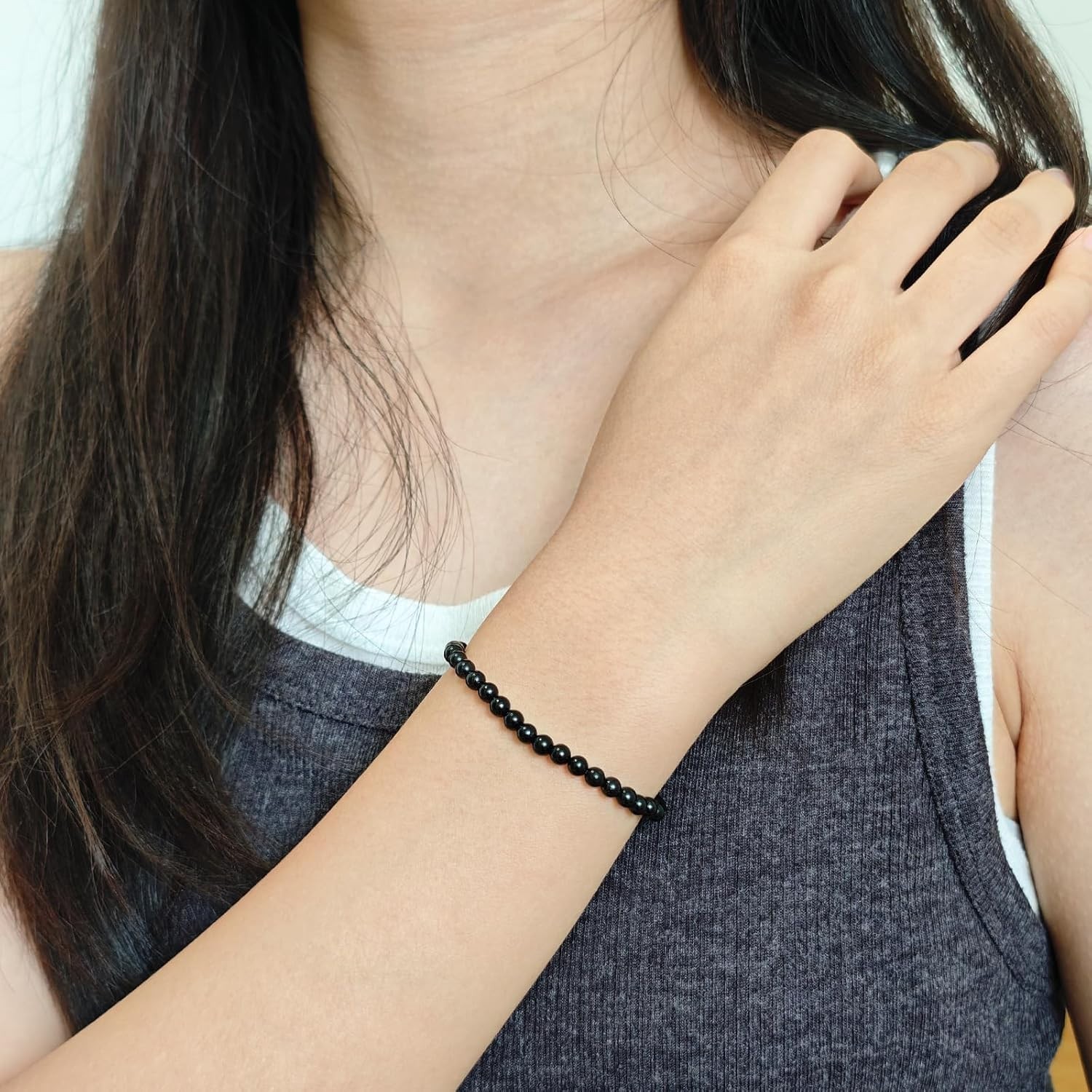 Healing Gemstone Bracelet, 4mm Black Onyx – Ideal Gift for Emotional Stability