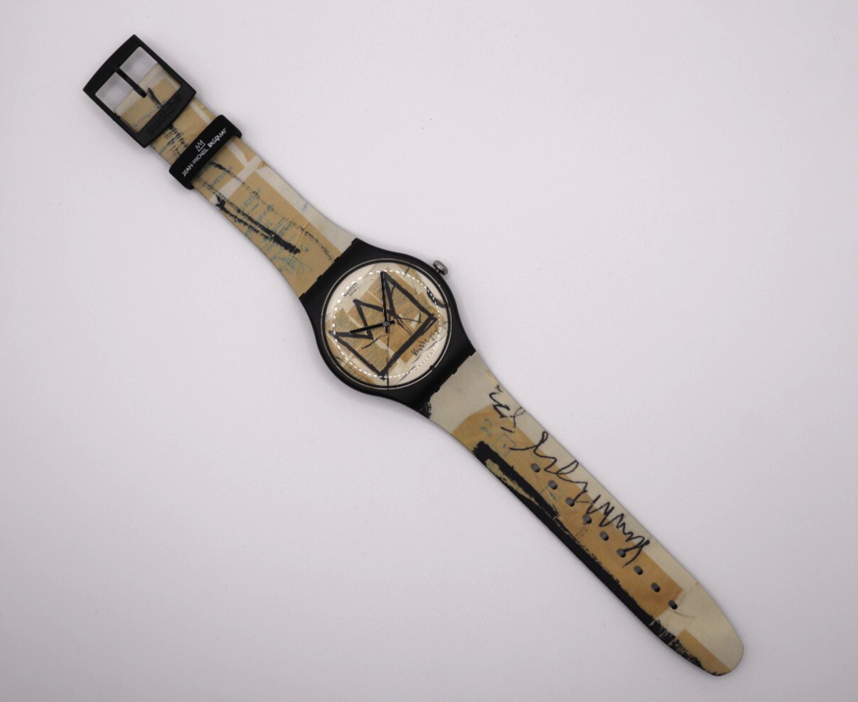 New Swiss Made Swatch UNTITLED BY JEAN-MICHEL BASQUIAT SUOZ355 ART 41MM ART Work
