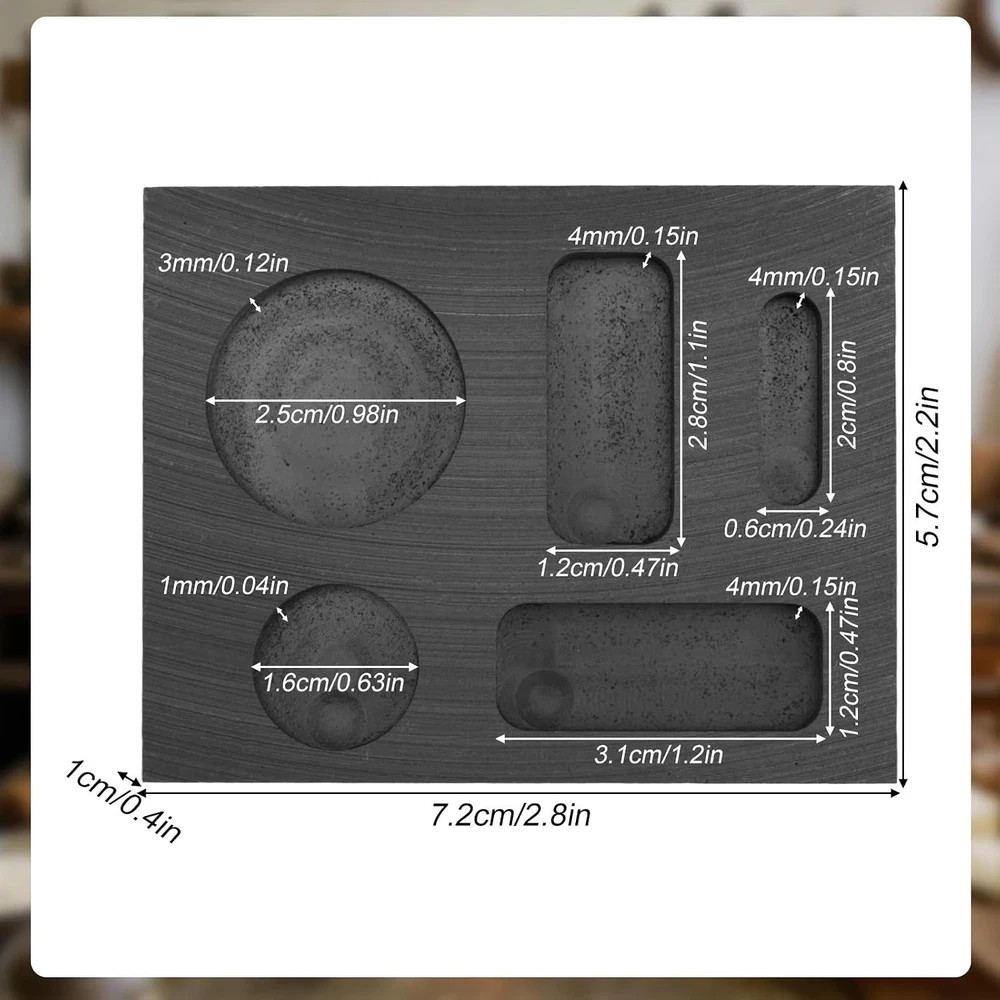 2pcs Graphite Mold Set, Mini Graphite Casting Ingot Mold for Casting Gold Silver