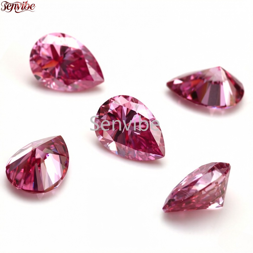 0.35~5ct VVS1 Pink Pear Excellent Cut Moissanite Loose Gemstones Jewelry Making