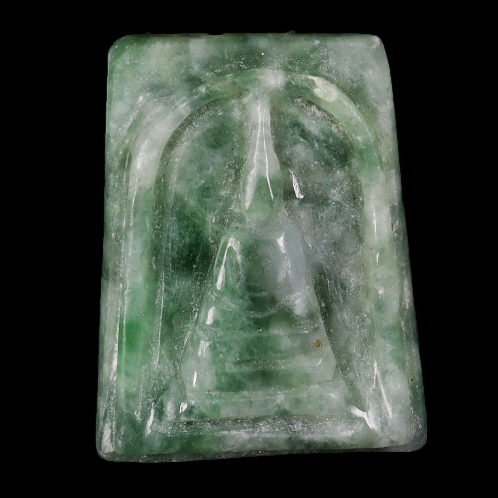 25.20ct 24x18mm Gautama Buddha Thai Carving Green Jade Untreated Burma Gem