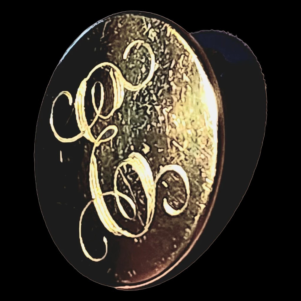 Vintage Mid 20th Century Monet Signed Gold Monogram “E” Brooch
