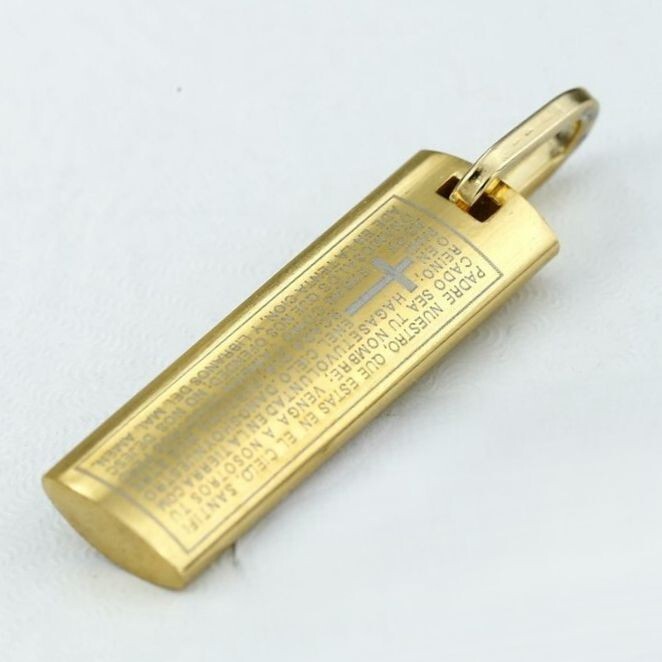 DG Men’s Stainless Steel,BIBLE VERSES Pendant 24″ Box Necklace Gold plated Box