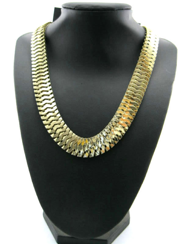 Goth biker style gold coloured snake chain necklace / Choker