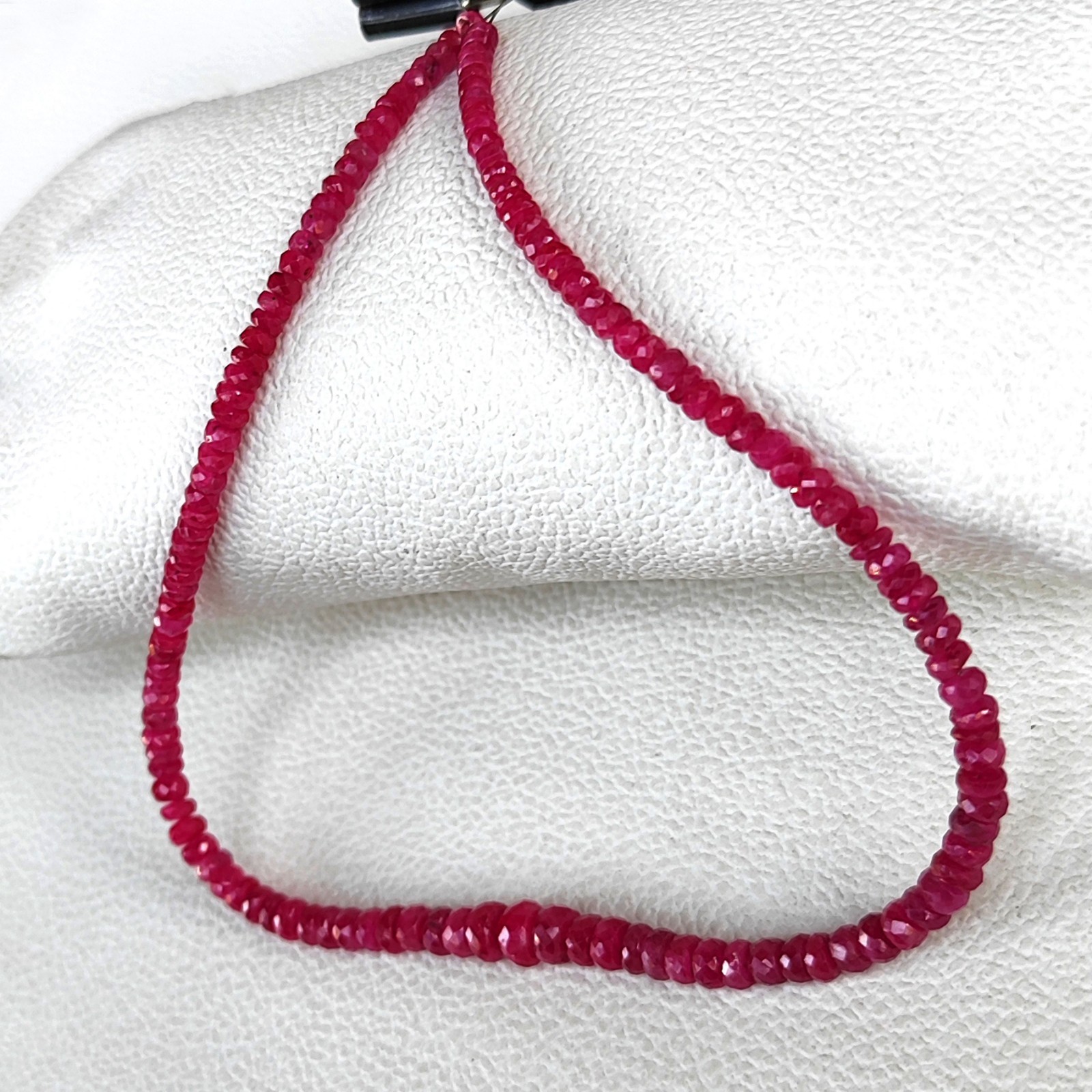 Myanmar Ruby 3.5-6mm Faceted Rondelle Cut Stone Beads 12” Strand Natural Gems