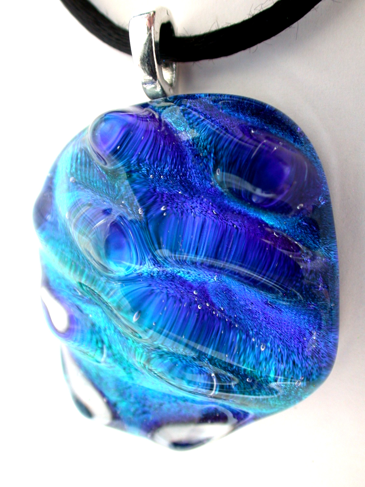 HANDCRAFTED Dichroic Sculptured Fused Glass Pendant / FOCAL PIECE