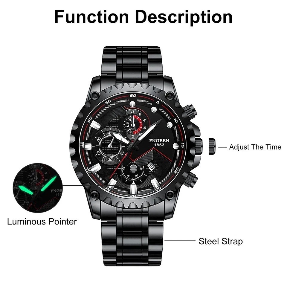Men’s Waterproof Luxury Watch Stainless Steel Quartz Luminous Classic Wristwatch