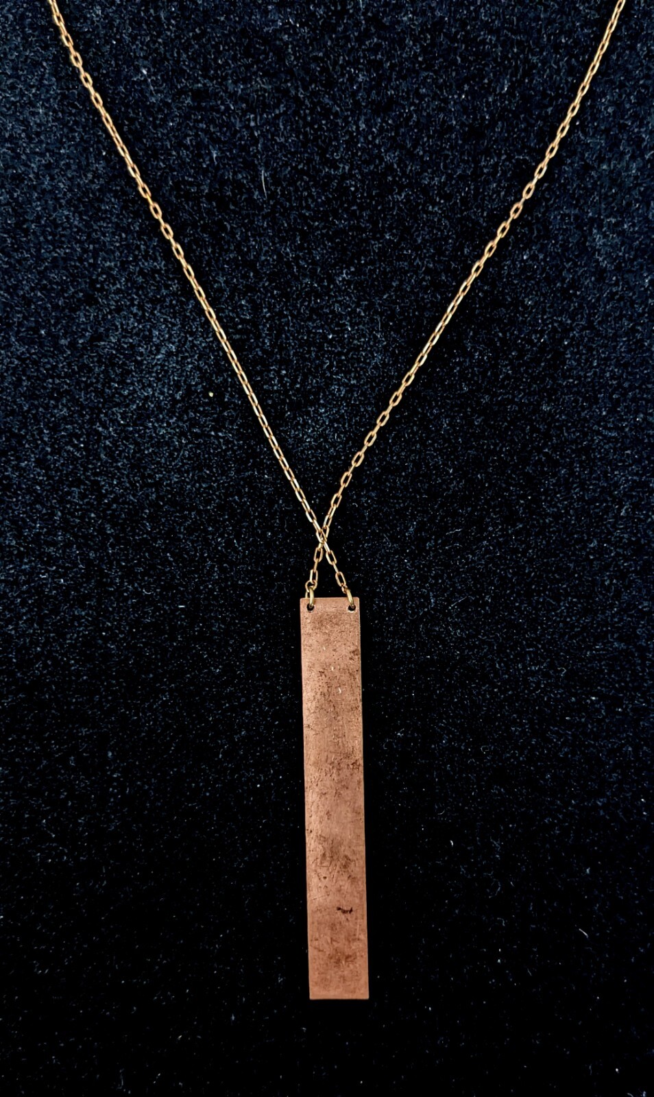 Vintage Art Deco Sparkly Die Struck Bar Pin Brass Pendant Necklace Unique