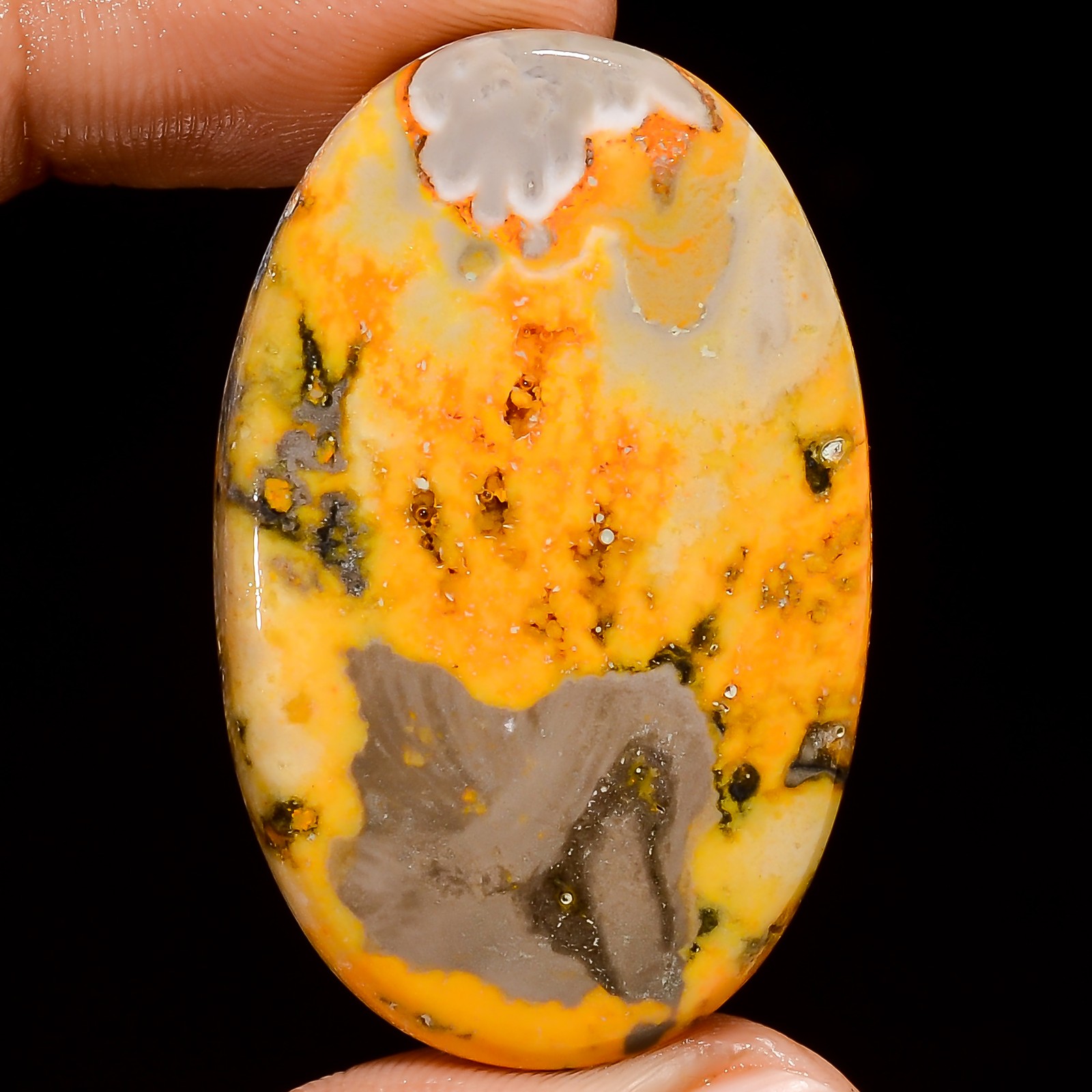 Natural Bumble Bee Jasper Oval Shape Cabochon Gemstone 50.5 Ct 41X25X5mm X-22553