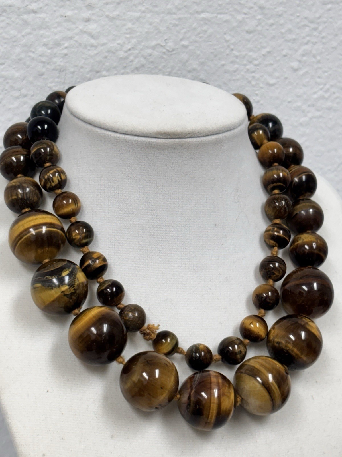 Graduated Tigers Eye Necklace W Matching Bracelet