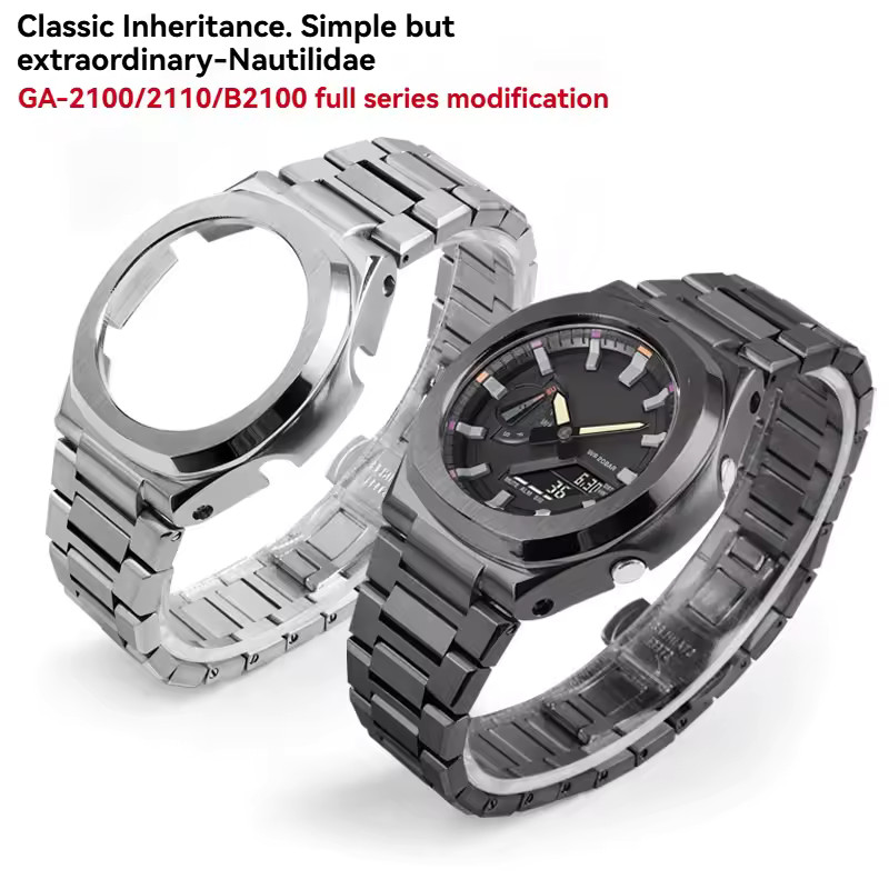 Luxury Stainless Steel Case Bezel Band Mod Kit For Casioak GA2100/2110/GAB2100