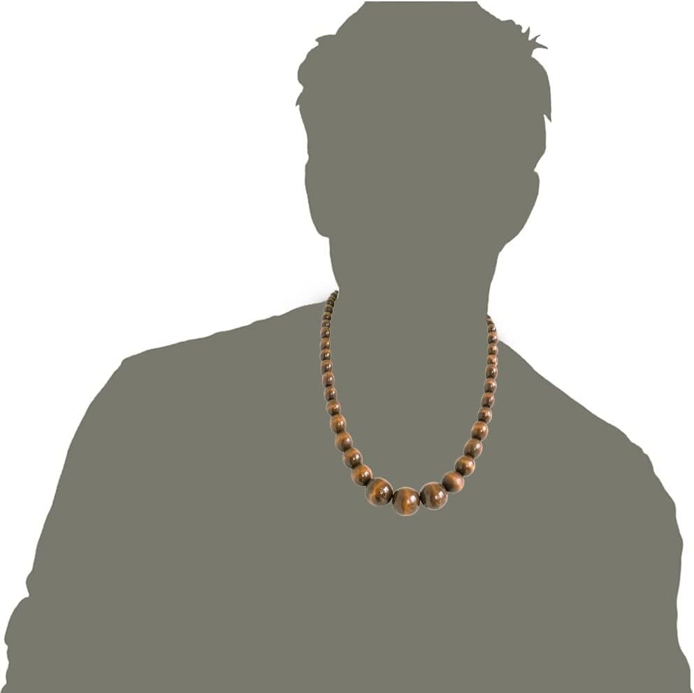 Natural Wood Beads Necklace for Men Women Wooden Chain Unisex Chunky Bead Neckla