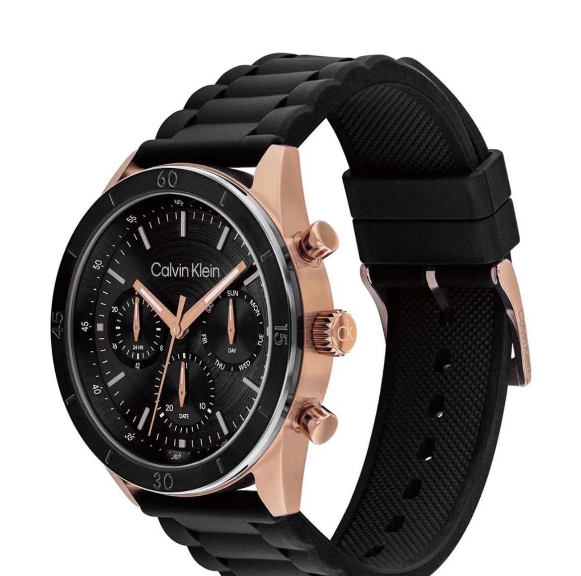 Calvin Klein CK Performance Men’s Watch Black Rose Gold Silicone 25200567 NEW