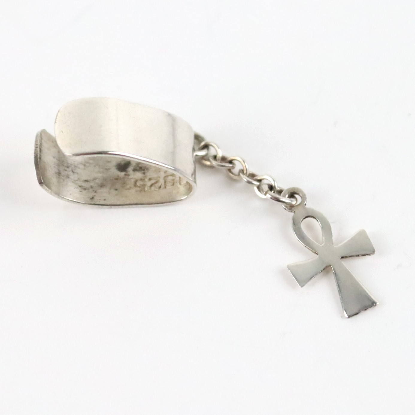 Vintage Taxco Sterling Silver Egyptian Ankh Cross Ear Cuff Earring