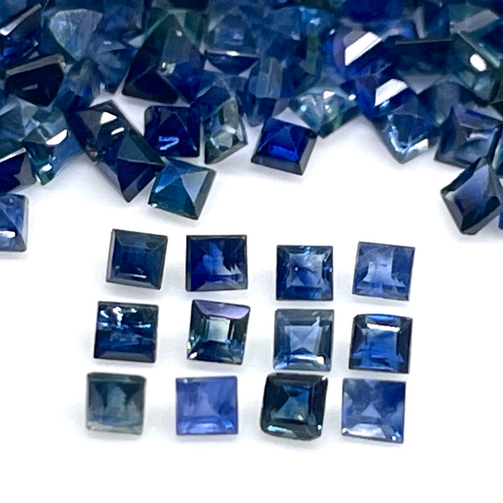 50 Pcs Natural Blue Sapphire 1.7mm Square Cut Loose Gemstones Lot Sri Lanka