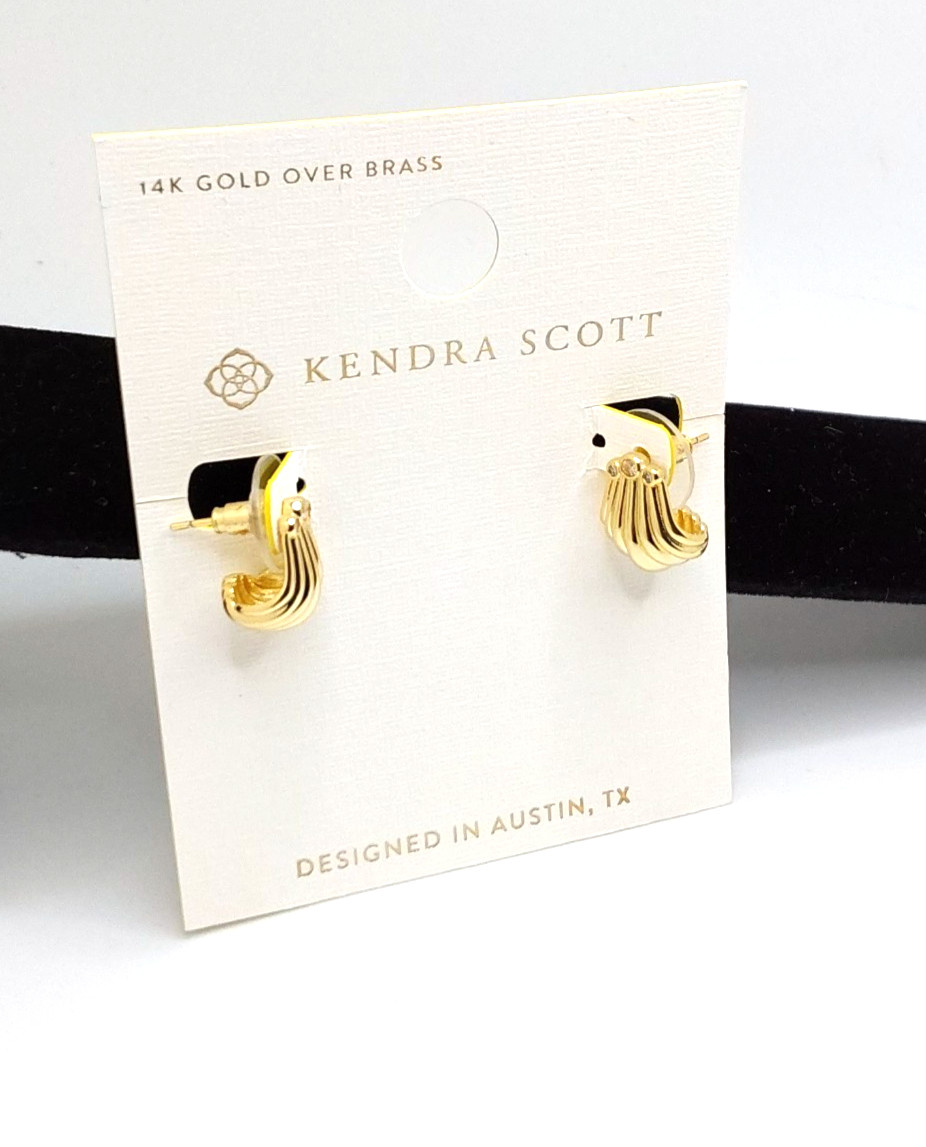 Kendra Scott Isla 14k Over Brass Sculptural Ribbed Fluted Wave Huggie Earrings