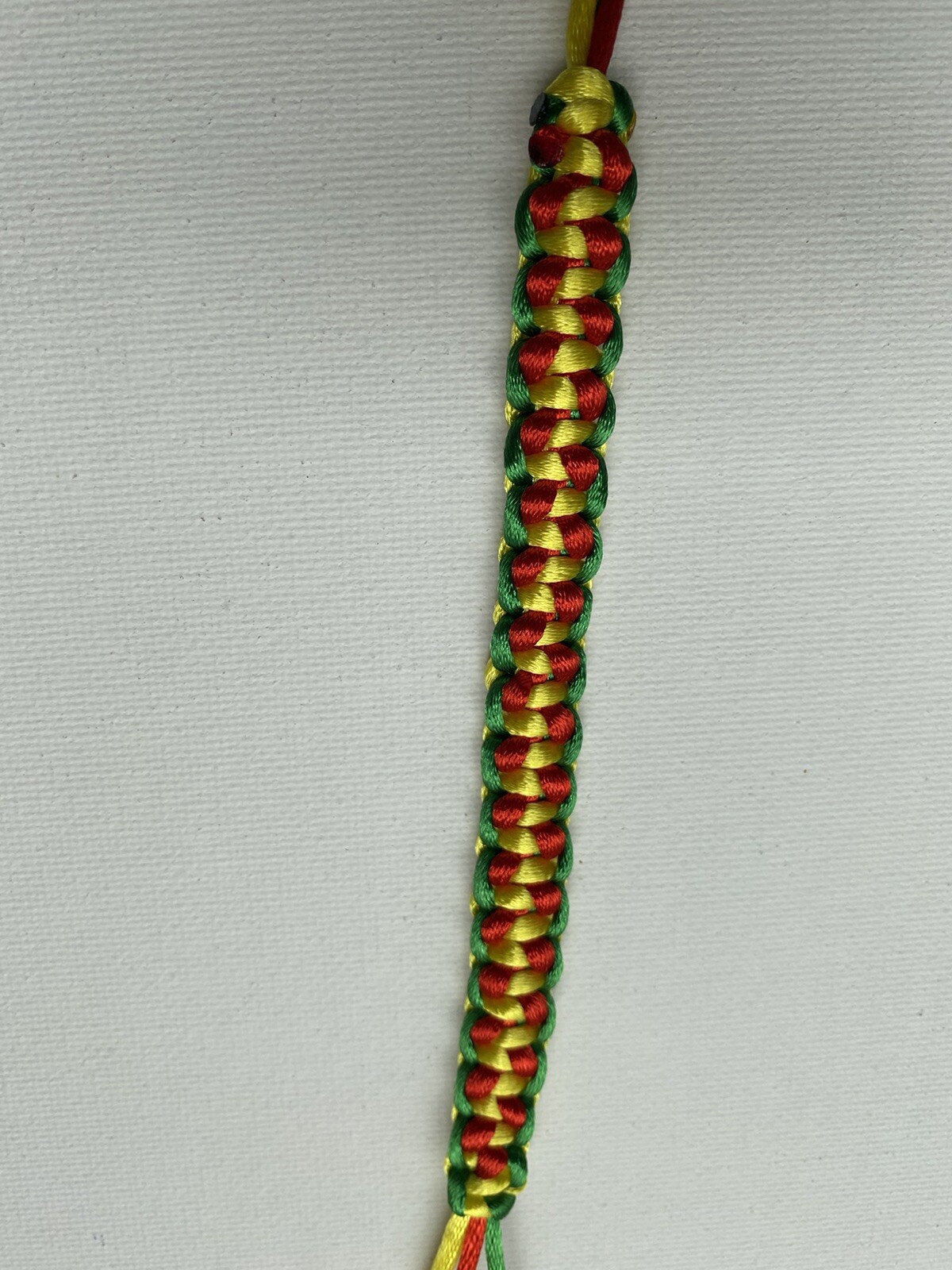 CAMEROON Bracelet GREEN RED YELLOW Satin Rattail Cord Shamballa Nylon Macrame