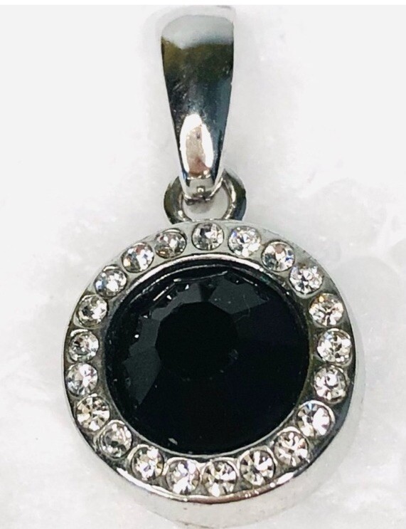 Elo7 18k Gold Plated Crystal Halo Black Zircon Filigree Back Caged Puff Pendant
