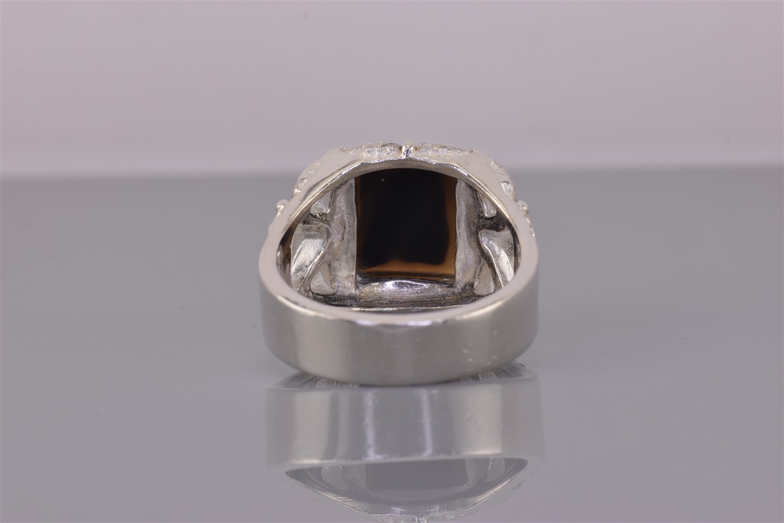 Sterling Silver Black Onyx Carved Grape Leaf Band Ring 12g 925 Sz: 11