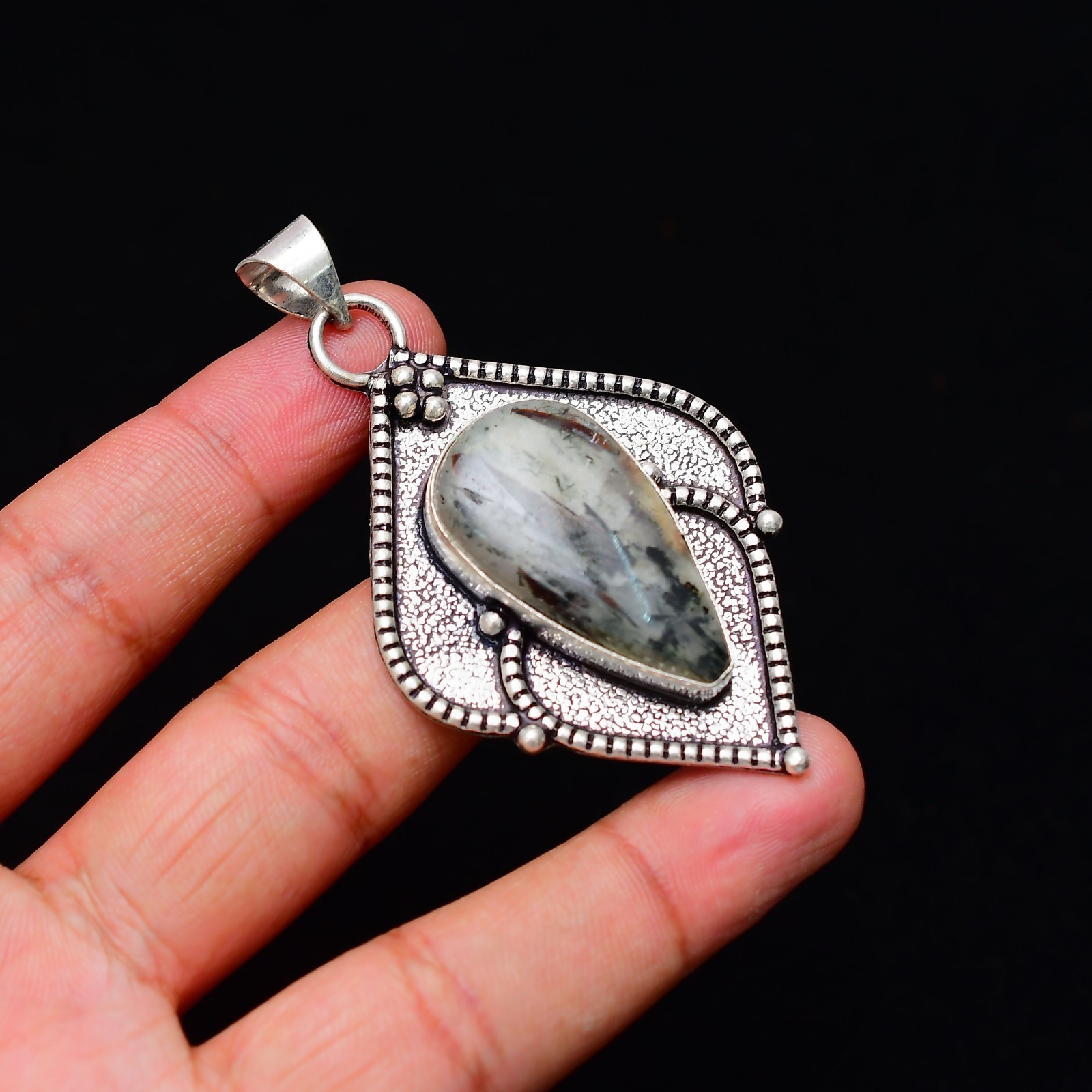 Black Rutile Gemstone 925 Sterling Silver Jewelry Pendant 2.63″