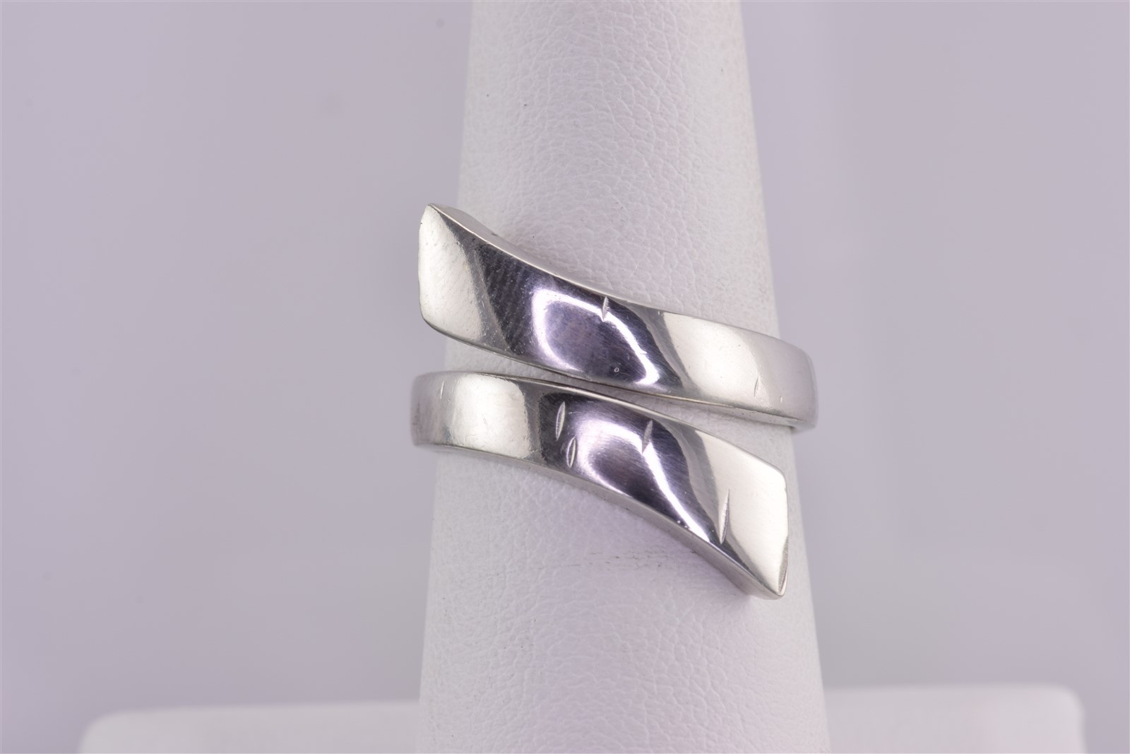 Sterling Silver 19mm Solid Tapered Wrap Around Bypass Band Ring 925 Sz: 8