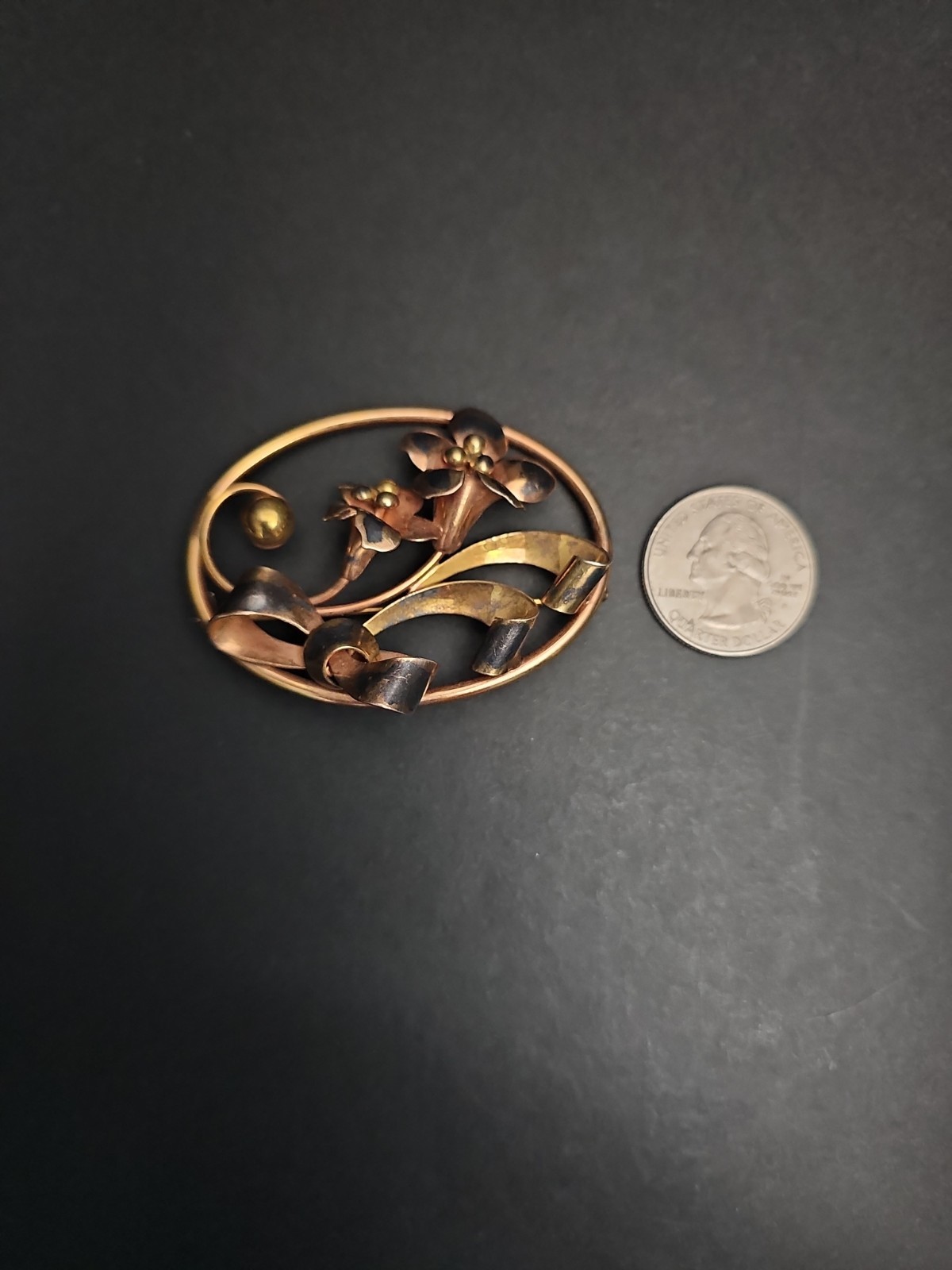 1940s 1/20 12K Gold Filled Silver Floral Brooch Pin A&Z Jewelry