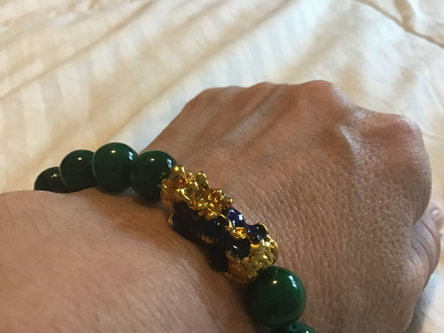 Dragon Protection Bracelet 10mm Green Jade Bracelet Pixiu Charm Bracelet