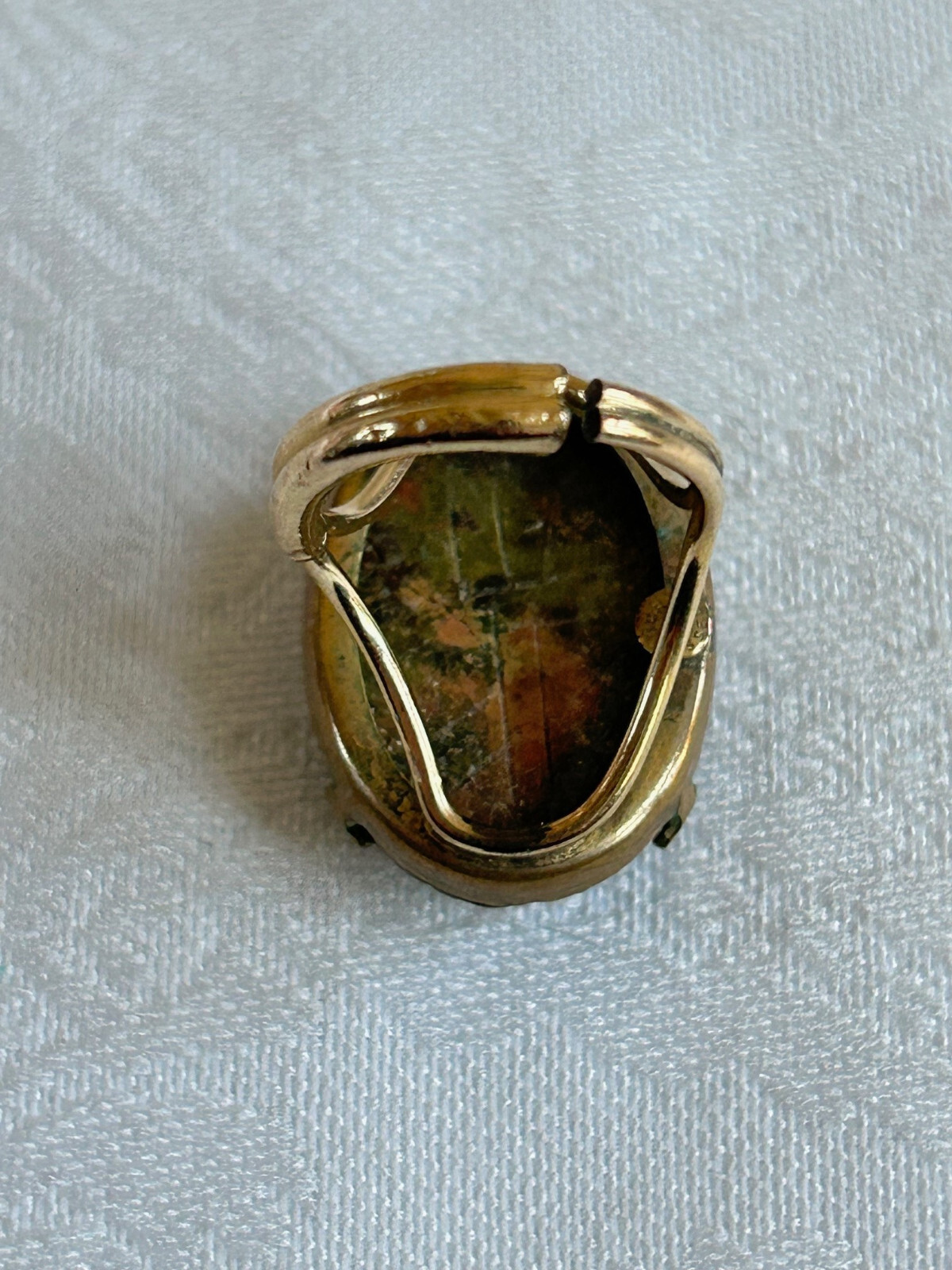 Vintage Burt Cassell Scarab Adjustable UNAKITE RING 12kt GF BALANCE,LOVE,HEALING