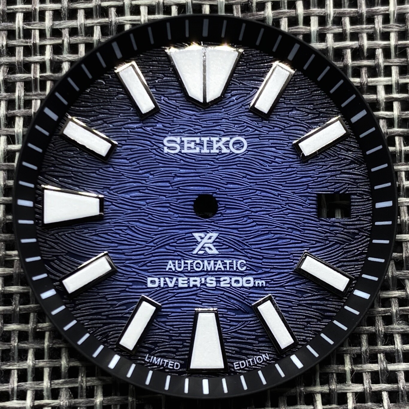 New SAVE THE OCEAN DEEP BLUE SAMURAI DIAL DATE FOR SEIKO NH35 NH36 SKX007 w/Ring