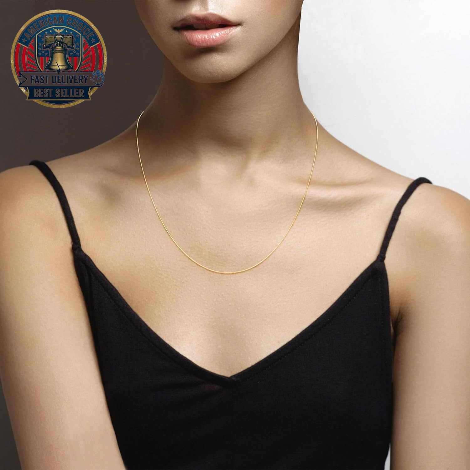 925 Sterling Silver, 18K Gold Plated Italian 0.7Mm Diamond Cut round Snake Chain