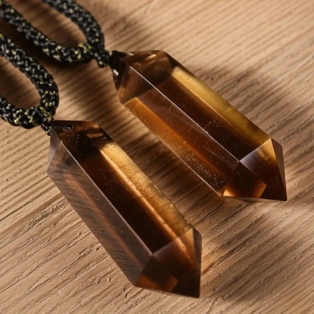 Natural Smoky Quartz Hexagon Pendant Healing Balance Amulet Unisex Necklace
